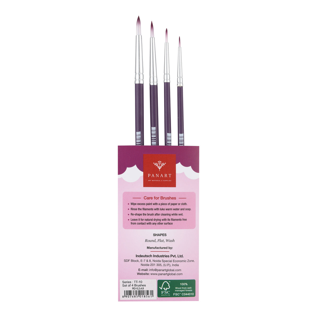PANART TWO TONE SYNTHETIC SHORT HANDLE BRUSH SET OF 4 PCS TT-10 (R-0,2,4,6)