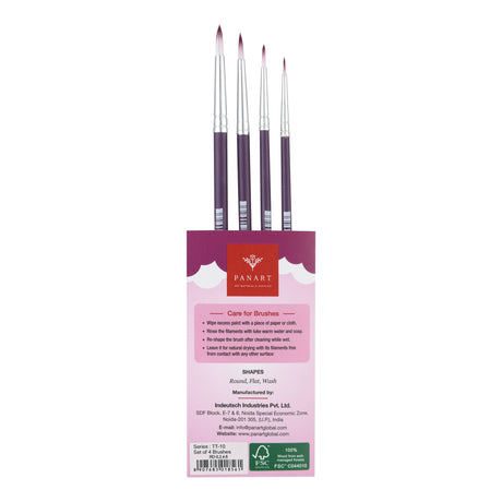 PANART TWO TONE SYNTHETIC SHORT HANDLE BRUSH SET OF 4 PCS TT-10 (R-0,2,4,6)