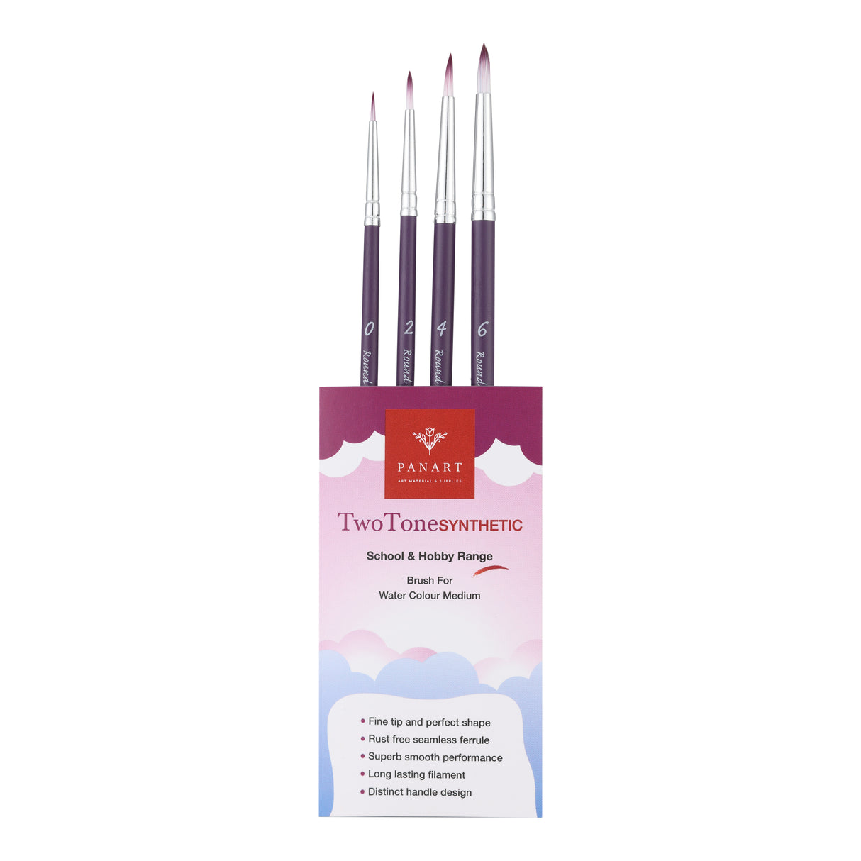 PANART TWO TONE SYNTHETIC SHORT HANDLE BRUSH SET OF 4 PCS TT-10 (R-0,2,4,6)