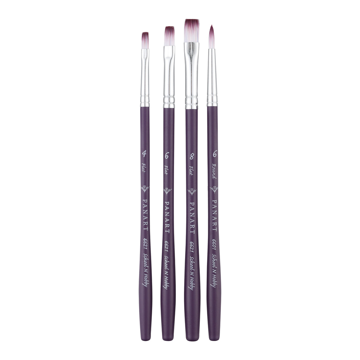 PANART TWO TONE SYNTHETIC SHORT HANDLE BRUSH SET OF 4 PCS TT-12 (R-6 F-4,6,8)