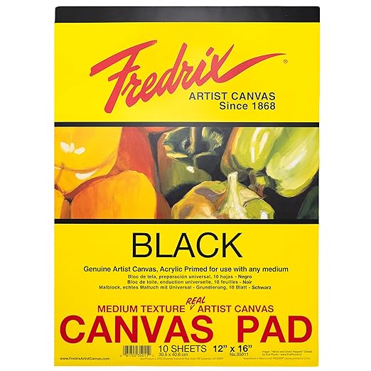 Tara Fredrix Black Canvas Pads 12 x 16"