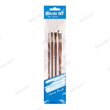 Sinoart Long Handle Synthetic Hair- white Taklon, 4pk. #6 Round, #6 Filbert, #8, #12 Flat