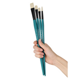 PANART VEGAN SYNTHETIC BRISTLE LONG HANDLE BRUSH SET OF 4 PCS(R-10 F-10,16 FB-12)