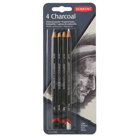 Derwent Charcoal 4 Pencil Blister Set
