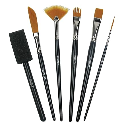 Derwent Techniques Brushes 6 Pcs Blister Pack