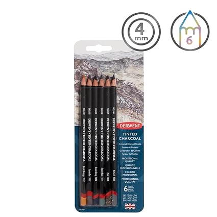 Derwent Tinted Charcoal Blister Pencil Pack of 6