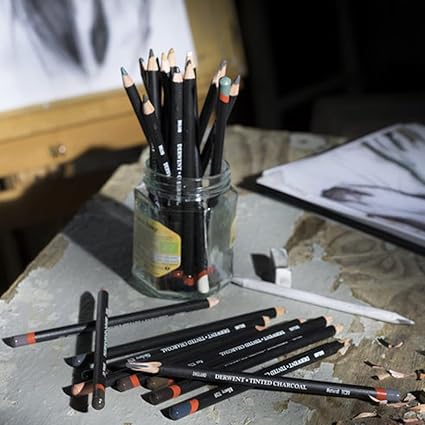 Derwent Tinted Charcoal Blister Pencil Pack of 6