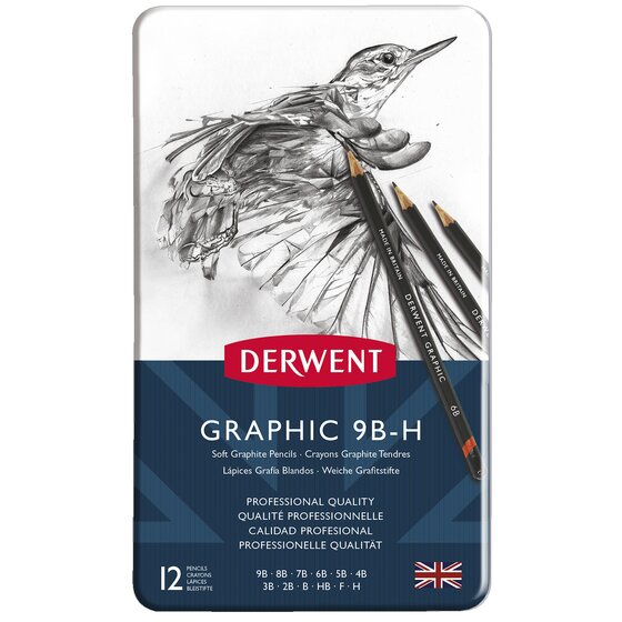 Derwent Graphic Soft Sketch Pencils 12 Tin