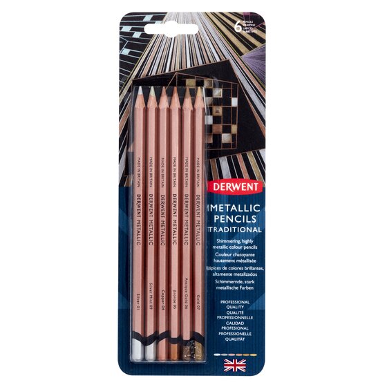 Derwent Metallic Pencils Traditional (6) Blister