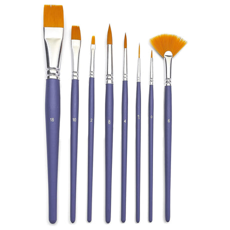 PEBEO WALLET OF 8 SHORT HANDLE BRUSHES YELLOW POLYAMIDE + FAN + LINER