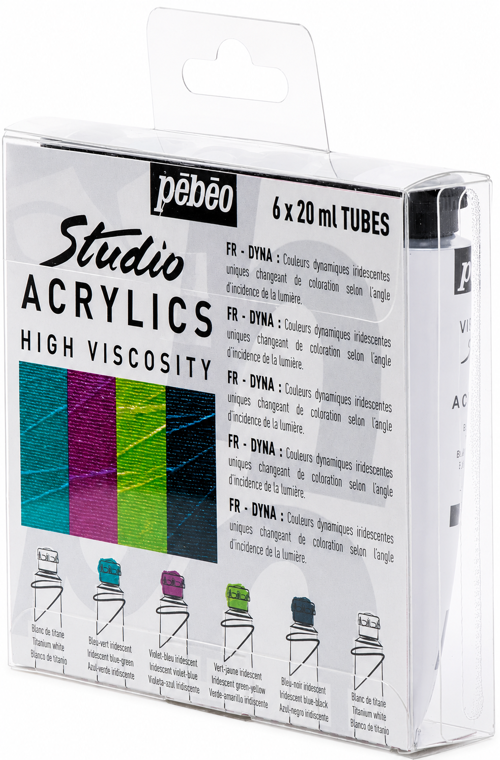 Pebeo Studio Acrylic Paint Set – Dyna Pack, 6 Tubes x 20ml