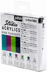 Pebeo Studio Acrylic Paint Set – Dyna Pack, 6 Tubes x 20ml
