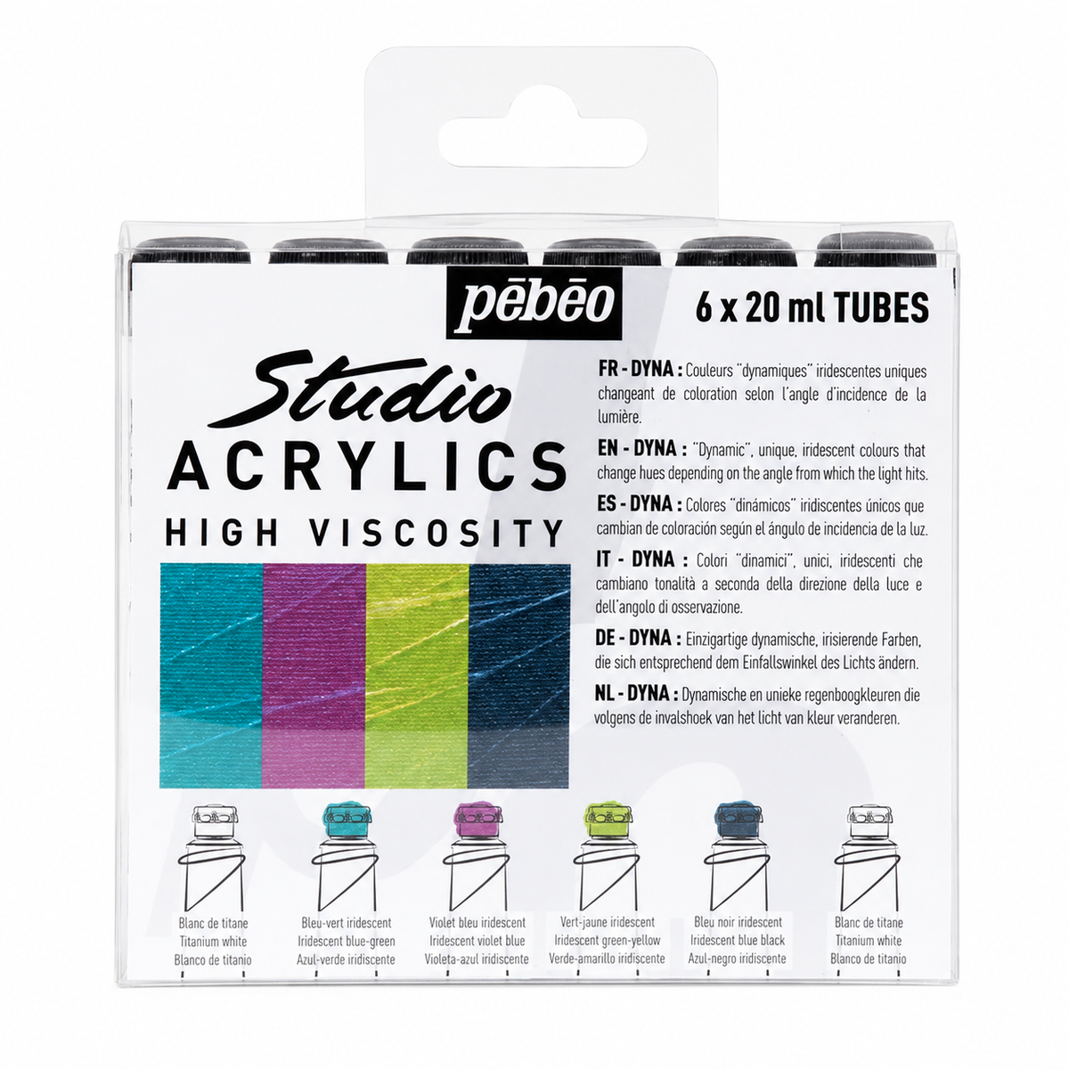 Pebeo Studio Acrylic Paint Set – Dyna Pack, 6 Tubes x 20ml
