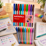 Nataraj Tririte Joi Medium Ball Point Pens – 10 Colors, 1mm Tip