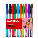 Nataraj Tririte Joi Medium Ball Point Pens – 10 Colors, 1mm Tip