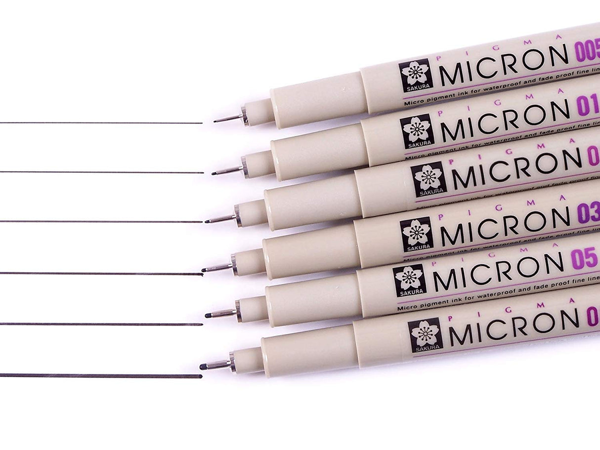 SAKURA PIGMA MICRON PEN-6PCS SET-BLACK