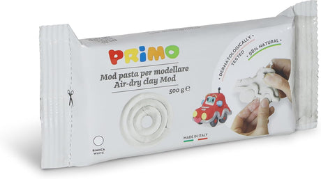 Primo White Modelling Clay – 500g Pack, Air-Dry, Ready to Use
