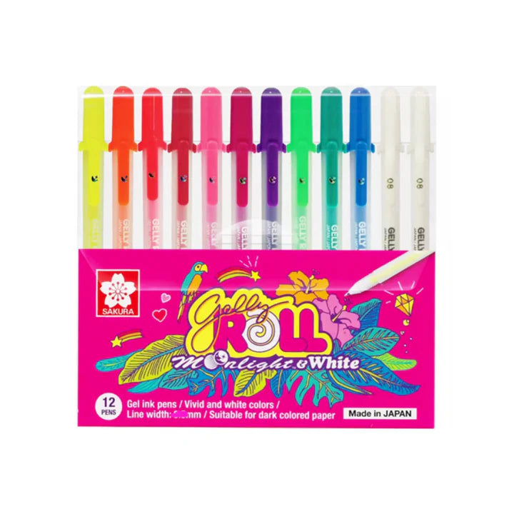 Sakura Gelly Roll Moonlight & White Pens Set – 12 Pens, 0.6mm