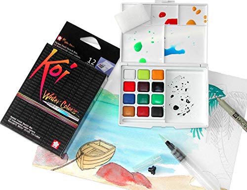 SAKURA KOI WATERCOLOR: 12-COLOR SET WITH BRUSH