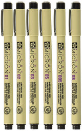 SAKURA PIGMA MICRON PEN-6PCS SET-BLACK