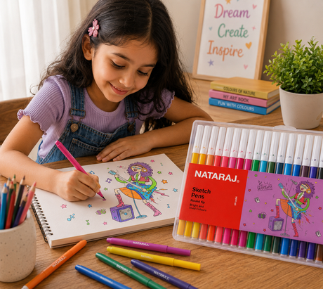 Nataraj Sketch Pens Round Tip – 24 Assorted Colours