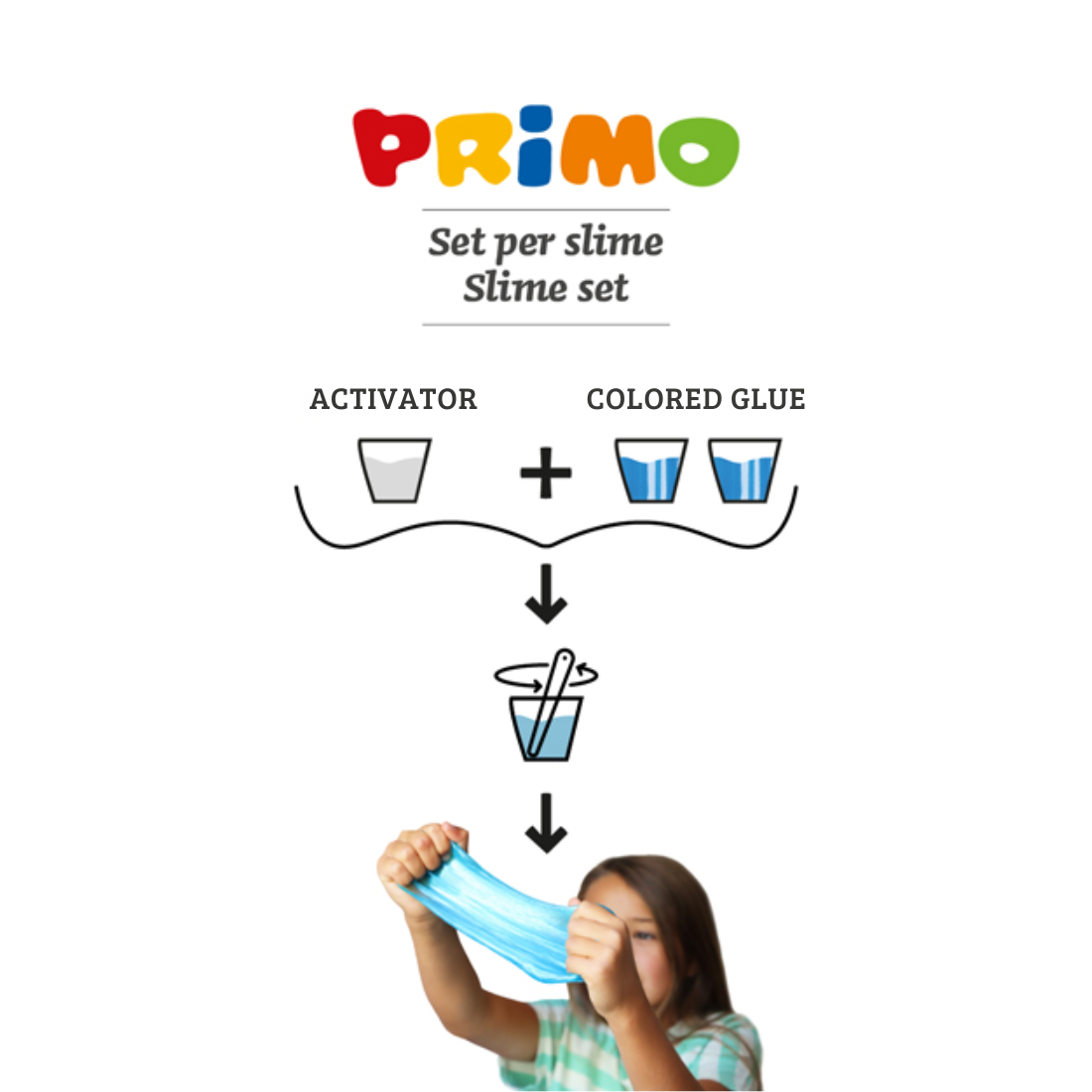 Primo Slime Lab Set – DIY Slime Kit | 2 Fluorescent Transparent Glues (240ml Each) + Activator | Creative Kids Kit