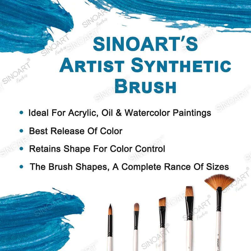 Sinoart Selected Brown Synthetic Hair, Short Handle, Black Ferrule, Round Brush