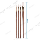 Sinoart Long Handle Synthetic Hair- white Taklon, 4pk. #6 Round, #6 Filbert, #8, #12 Flat