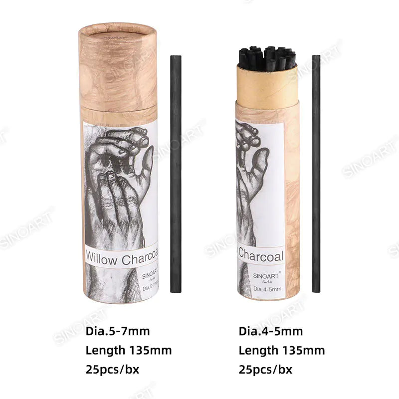 Sinoart Willow Charcoal Length 135mm x Dia.5-7mm,25 Pcs/box