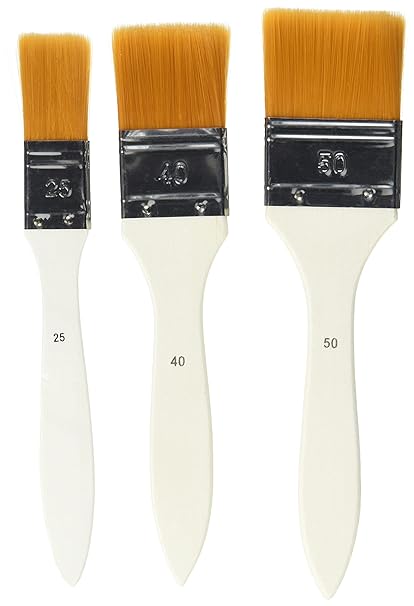Pebeo Yellow Polyamide Spalter Brushes Pack of 3